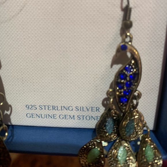 Peacock Design Sterling Silver Earrings - Picture 2 of 4